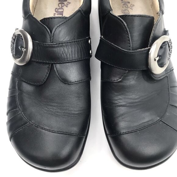 Alegria KHLOE Black Leather Buckle Side Slip On Loafer Comfort Support Shoes - Picture 5 of 16